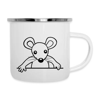 Niedliche hinter Mauer - Emaille-Tasse - Weiß - Rechts