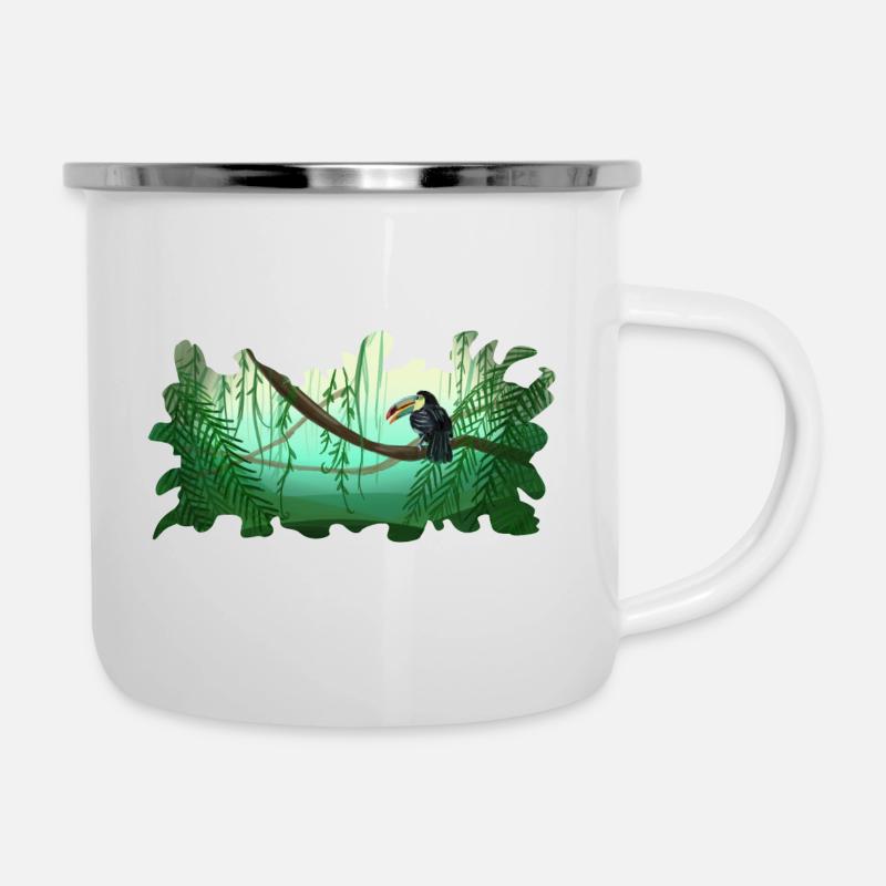 Jungle Tukan Regenwald - Emaille-Tasse - Weiß