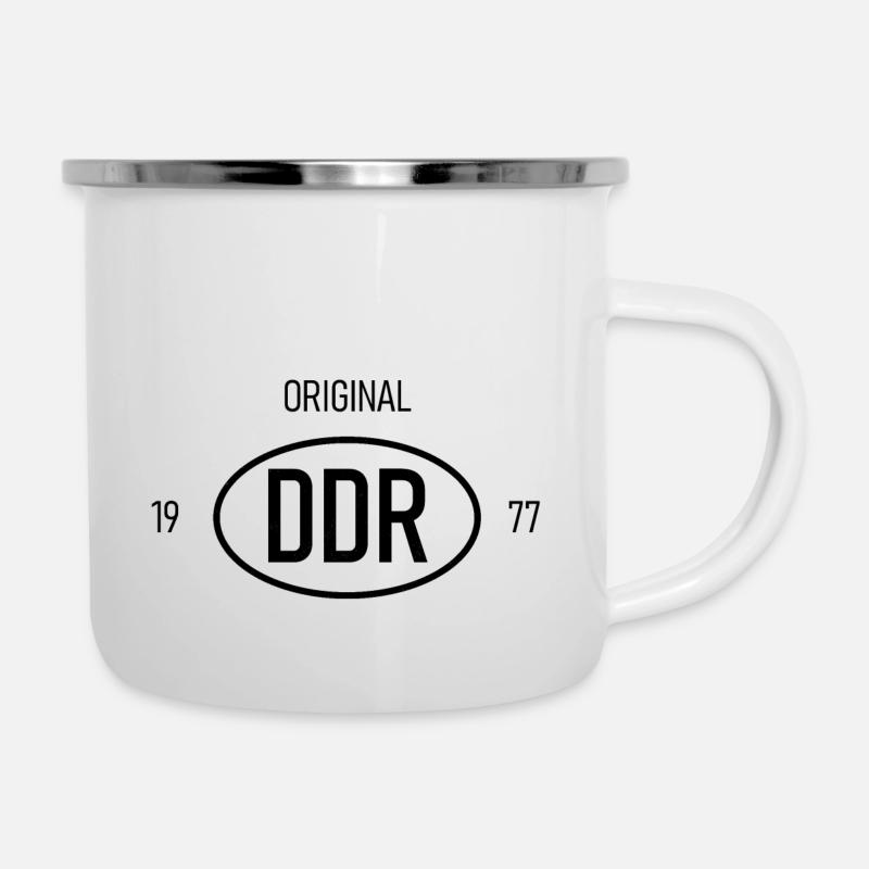 Original DDR 1977 - Fun Geschenkidee Nostalgie - Emaille-Tasse - Weiß