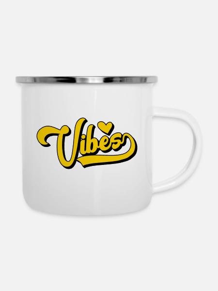 Vibes Herz - Emaille-Tasse - Weiß