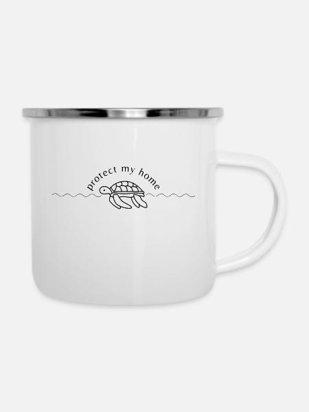 Schütze mein Zuhause - Emaille-Tasse - Weiß