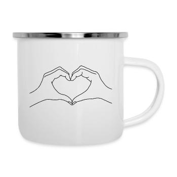 hände Herzen - Emaille-Tasse - Weiß - Rechts