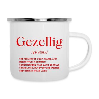 Niederländisch - Emaille-Tasse - Weiß - Rechts