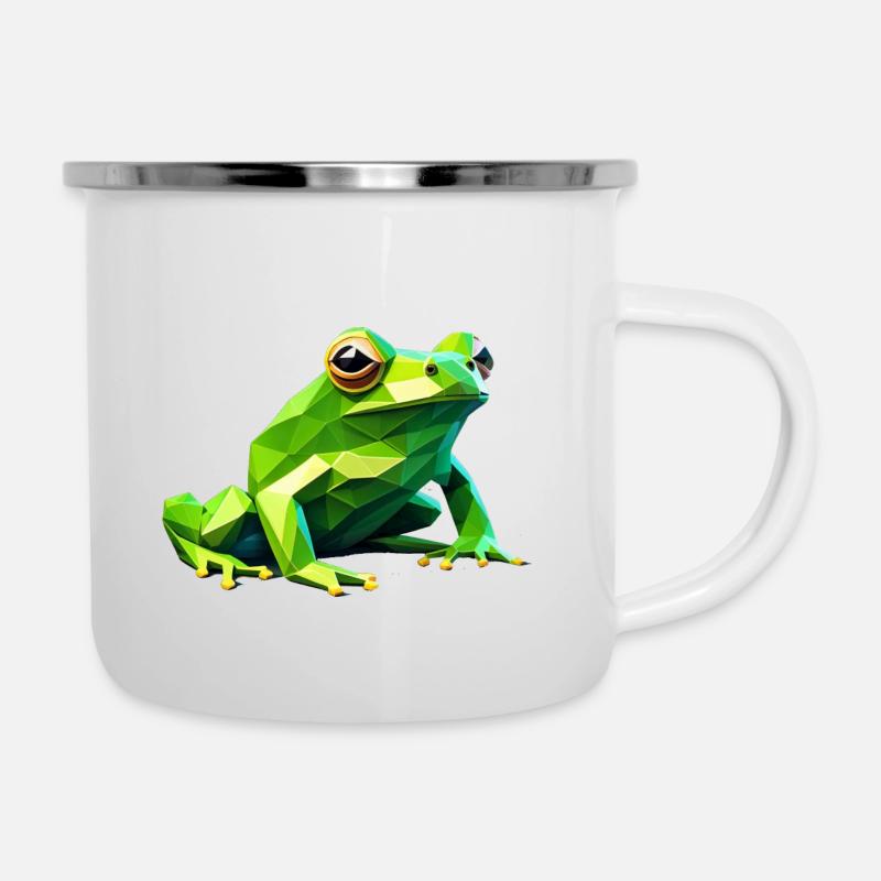 Geometric Poly Green Tree Frog - Camper Mug - white