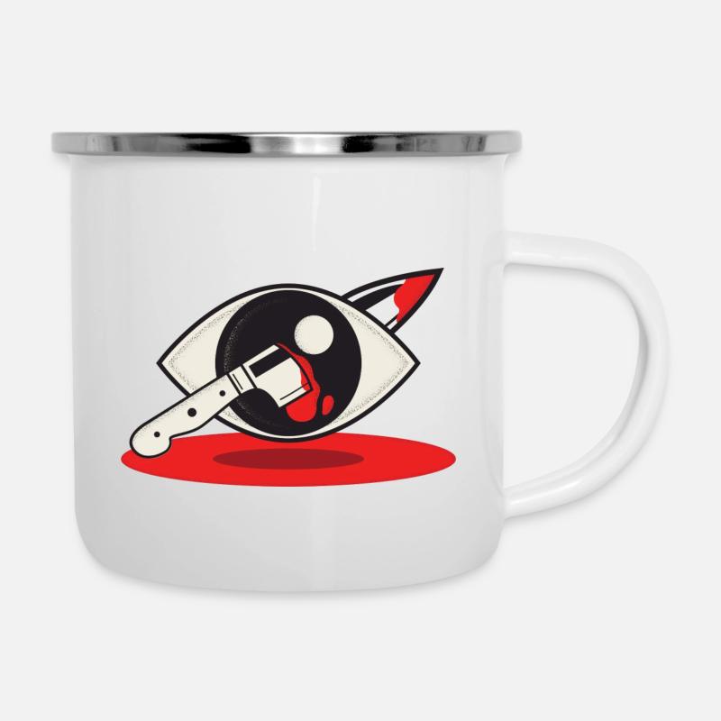 Logo Couteau dans l’œil - Tasse émaillée - blanc