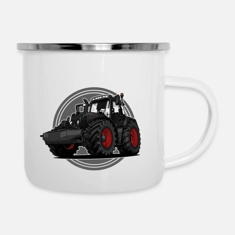 Traktor // Illustration - Emaille-Tasse - Weiß