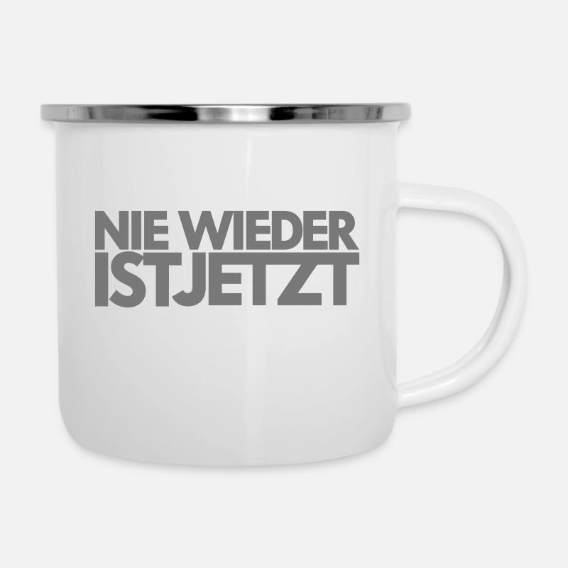 NEVER AGAIN IS NOW (2-row design) - Camper Mug - white