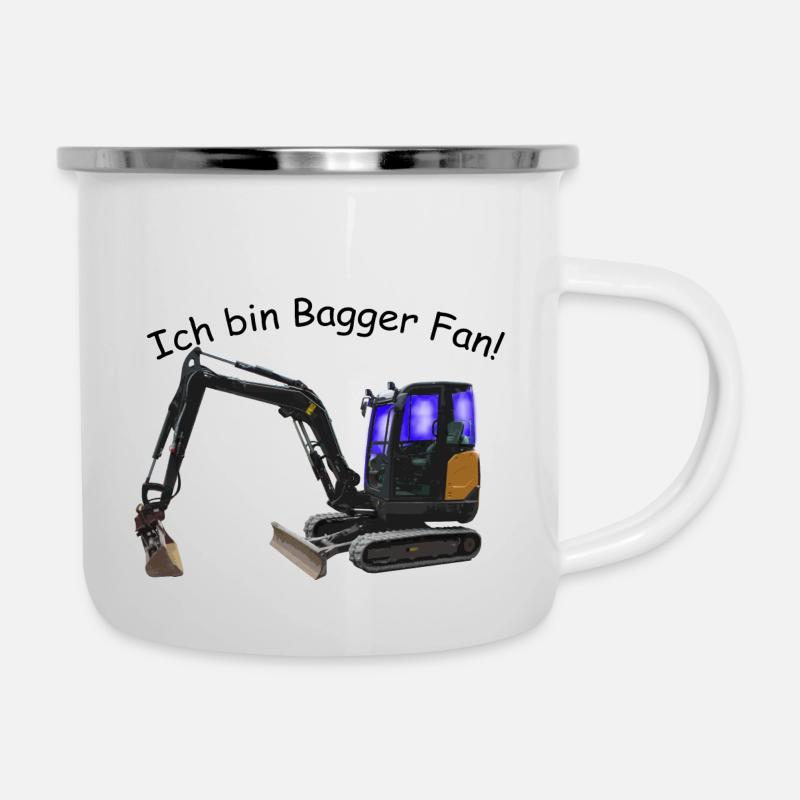 bagger - Emaille-Tasse - Weiß