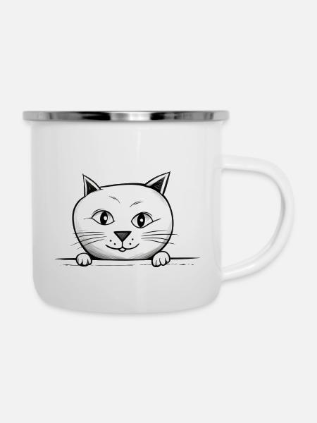 Katzenbaby - Emaille-Tasse - Weiß