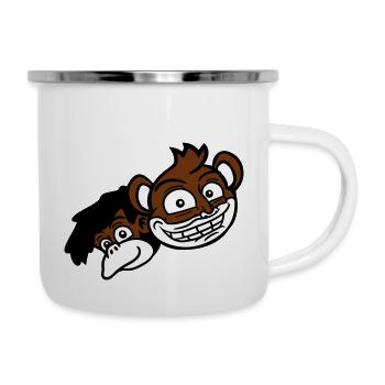 2 Funny Monkey Faces Two Friends Crew Team - Tasse émaillée - blanc - Droite