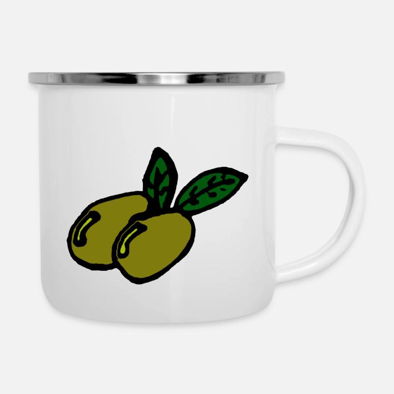 Deux olives - Tasse émaillée - blanc