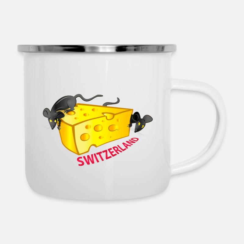 Swiss Cheese Nice Mice - Emaille-Tasse - Weiß