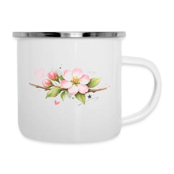 Apfelblüten Zweig mit Graffiti Akzenten   - Emaille-Tasse - Weiß - Rechts