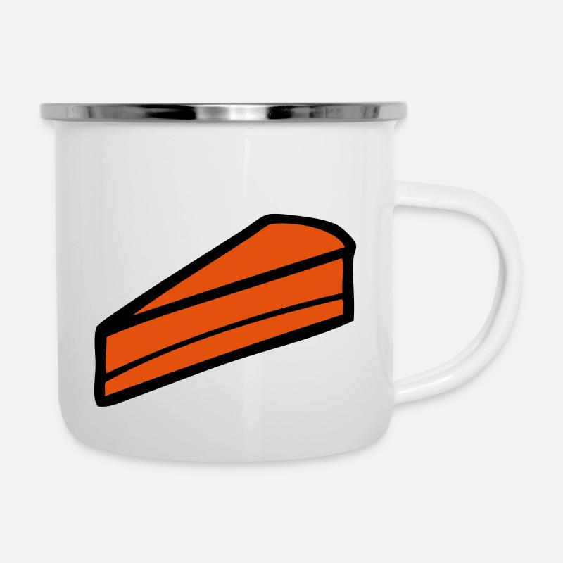 un dessin d'une part de gâteau - Tasse émaillée - blanc
