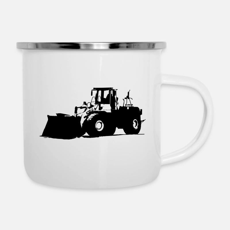 Radlader Bagger - Emaille-Tasse - Weiß