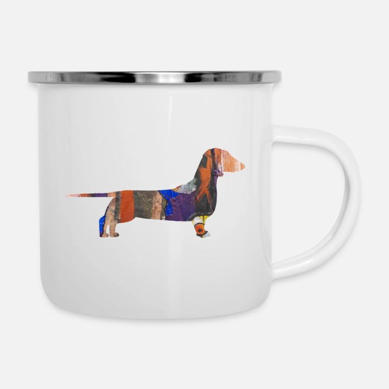 Dachshund art - Camper Mug - white
