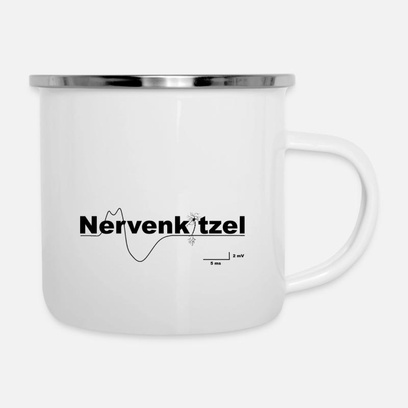 Nervenkitzel - Emaille-Tasse - Weiß