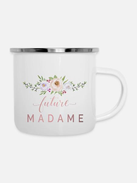 Blumen Future Madame personalisierbar - Emaille-Tasse - Weiß