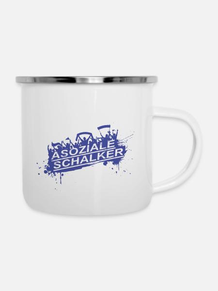 Asoziale Schalker Fan Design - Emaille-Tasse - Weiß