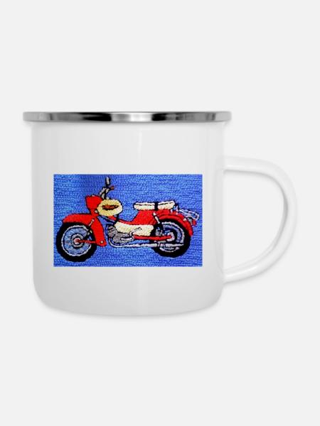 Kultmoped DDR - Emaille-Tasse - Weiß