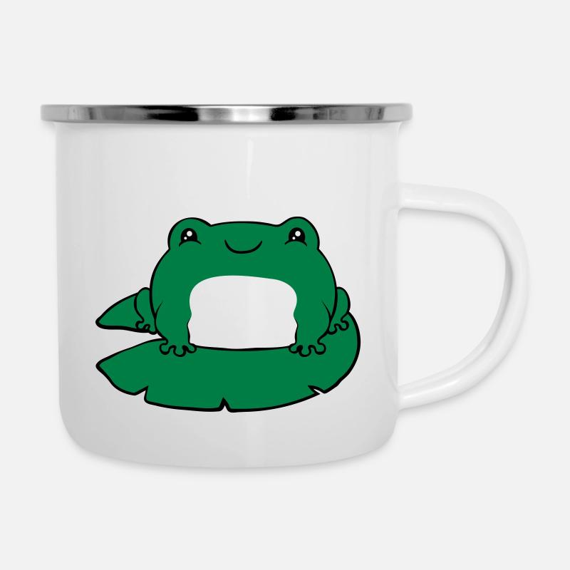 Frosch auf Seerose - Emaille-Tasse - Weiß