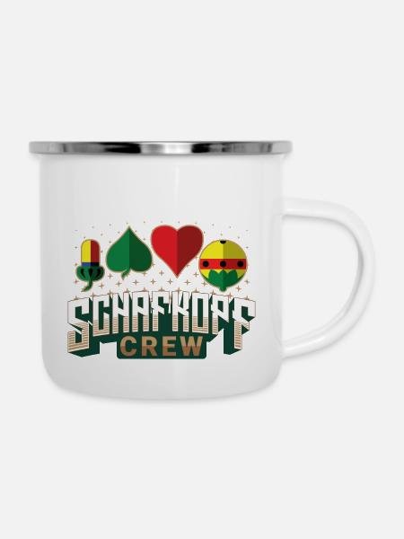 Schafkopf Crew - Emaille-Tasse - Weiß