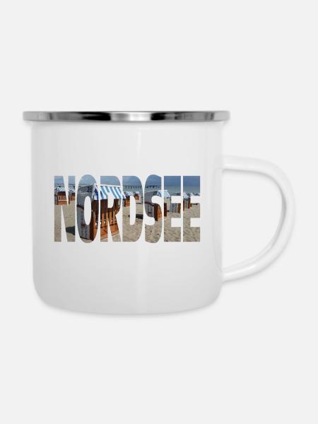 Nordsee - Emaille-Tasse - Weiß