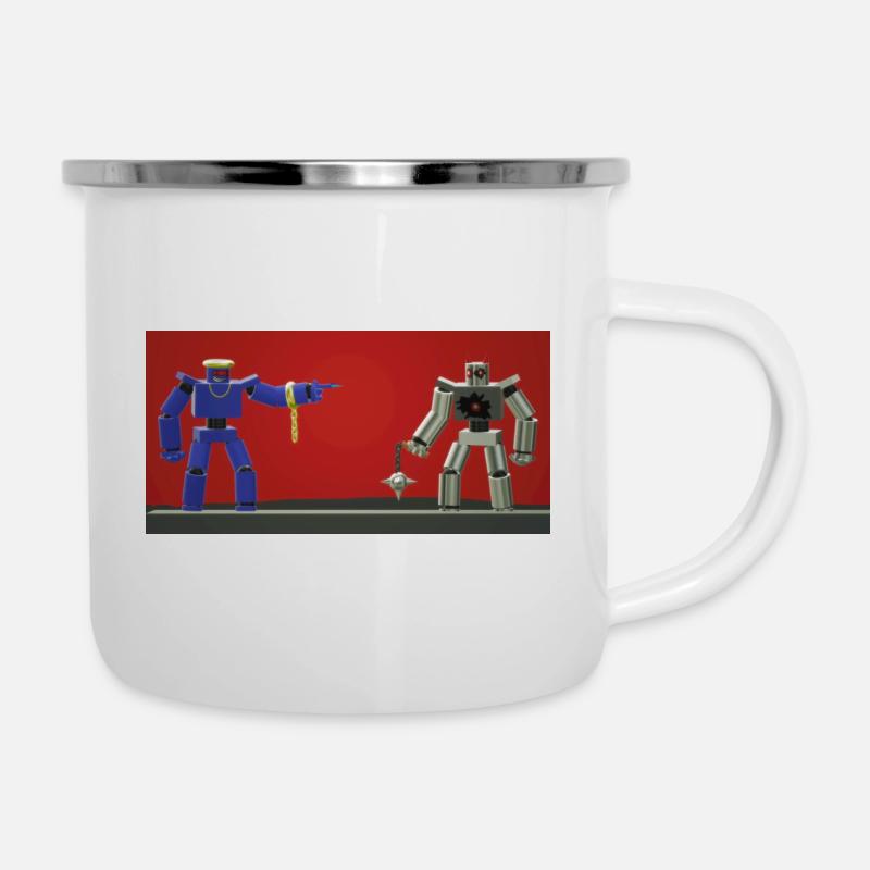 Silver and blue robots - Camper Mug - white
