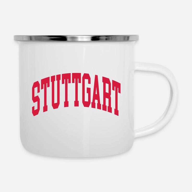 Stuttgart - Emaille-Tasse - Weiß