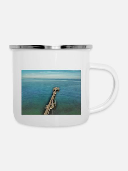 Ostseebad Wustrow / Fischland - Emaille-Tasse - Weiß