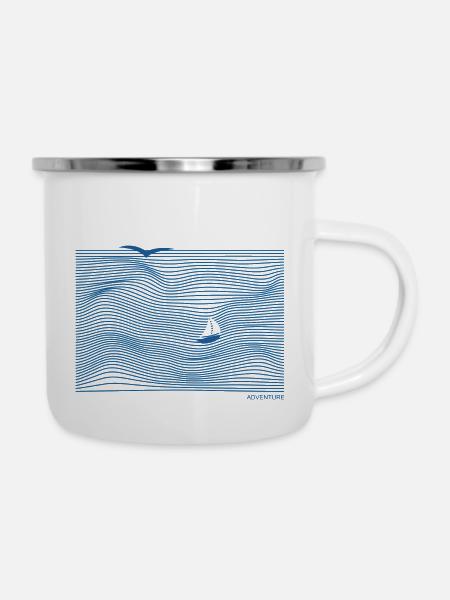 Abenteuer - Emaille-Tasse - Weiß