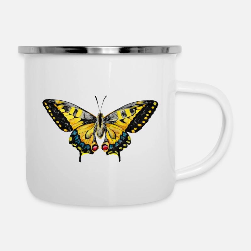 Papillon à queue d’hirondelle - Tasse émaillée - blanc