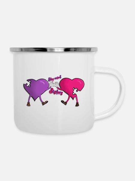 Sticker stay weird - Emaille-Tasse - Weiß