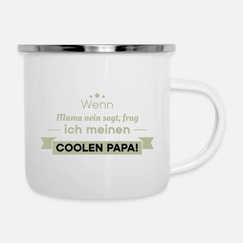 cooler Papa Sprüche - Emaille-Tasse - Weiß
