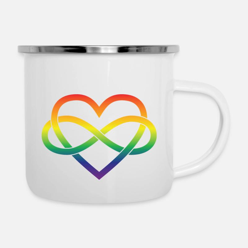 Polyamory Infinity Heart - Rainbow - Camper Mug - white