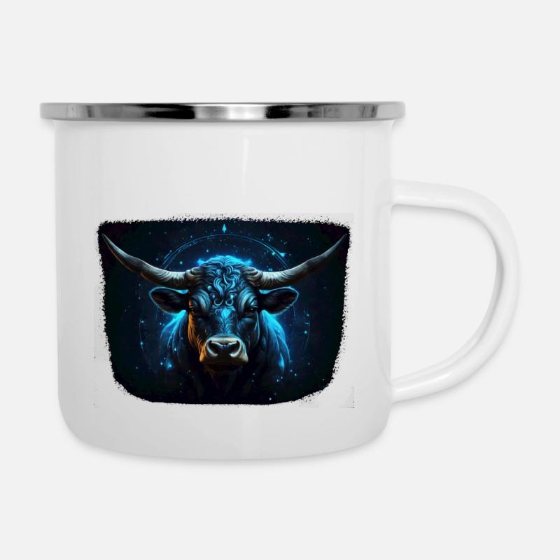 Sternzeichen Stier - Emaille-Tasse - Weiß