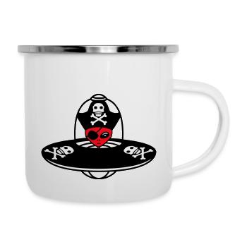 Alien Pirate Ufo Capitaine Cap Drôle Alien - Tasse émaillée - blanc - Droite