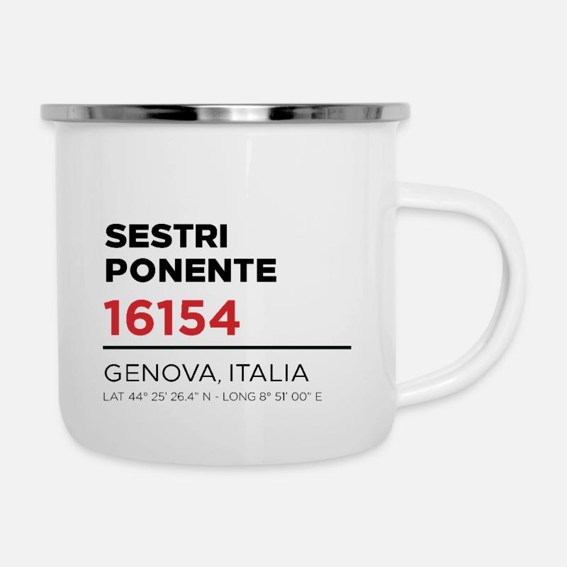 Sestri Ponente - Emaille-Tasse - Weiß