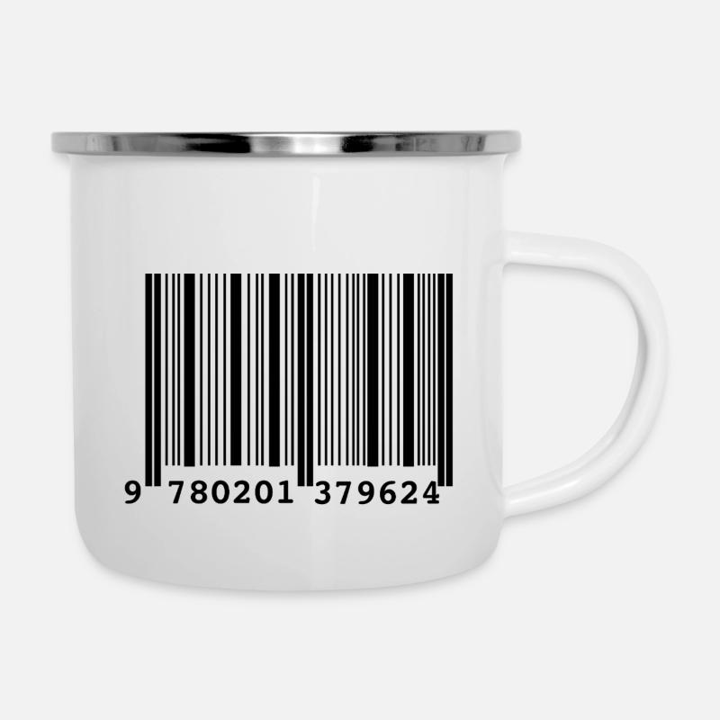 Barcode-Stil - Emaille-Tasse - Weiß