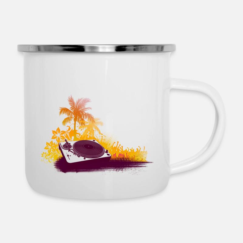 Platine DJ Plage - Tasse émaillée - blanc