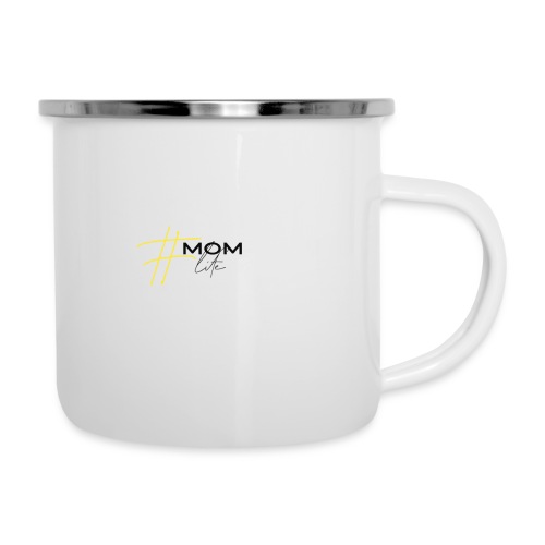 mom life gelb/schwarz - Emaille-Tasse