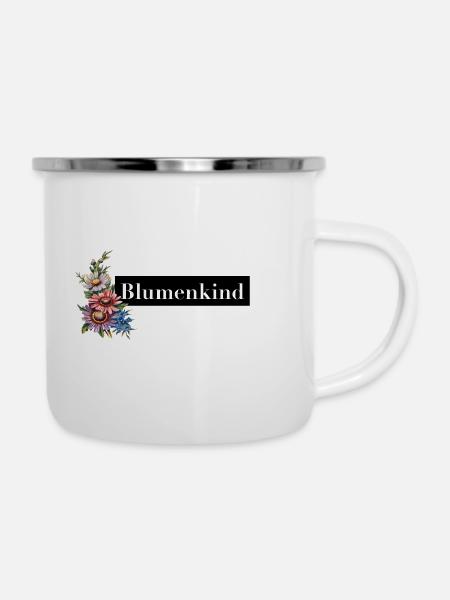 Blumenkind - Emaille-Tasse - Weiß