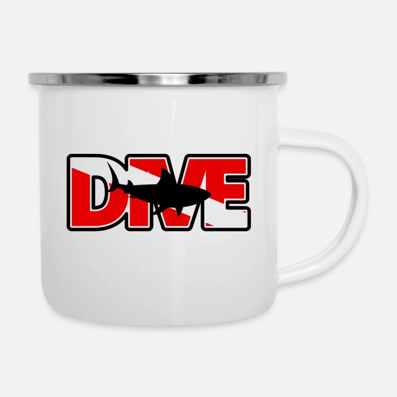 CARACTÉRISTIQUES DE PLONGÉE REQUIN - Tasse émaillée - blanc