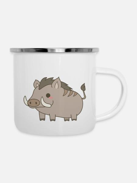 Wildschwein - Emaille-Tasse - Weiß