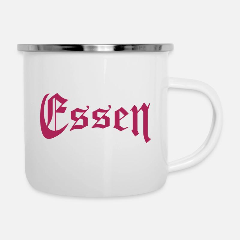 Essen - Emaille-Tasse - Weiß