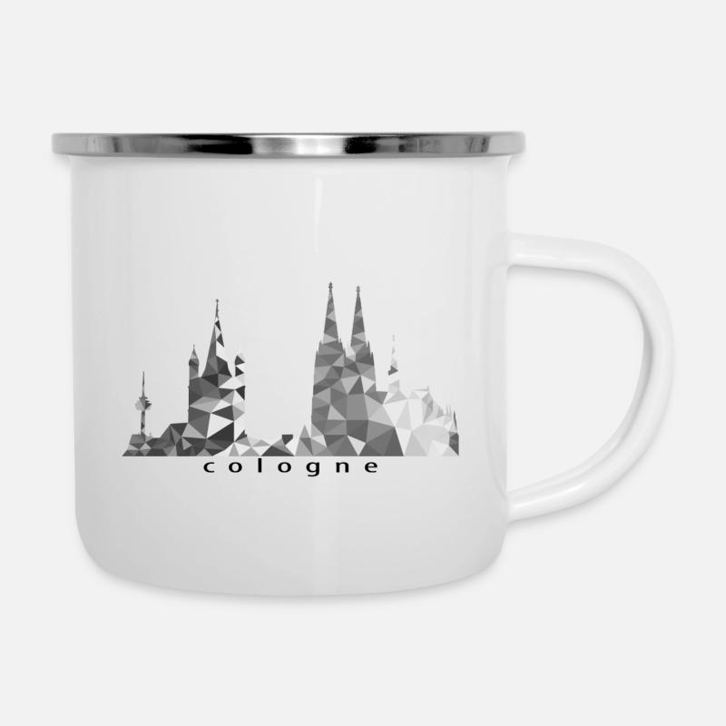Cologne colored black and withe font - Emaille-Tasse - Weiß