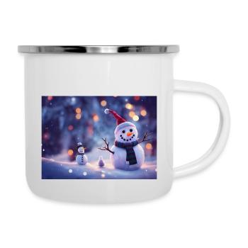 Joyeux Noël Bonhomme de neige - Tasse émaillée - blanc - Droite