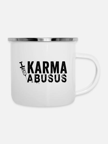 Karma Abusus - Emaille-Tasse - Weiß
