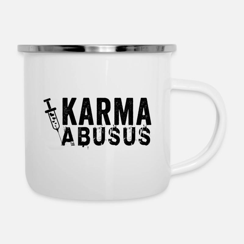 Karma Abusus - Emaille-Tasse - Weiß