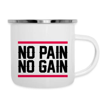 no pain no gain - Emaille-Tasse - Weiß - Rechts